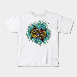 Koi Fish Swimming In Lotus Flower Pond Kids T-Shirt